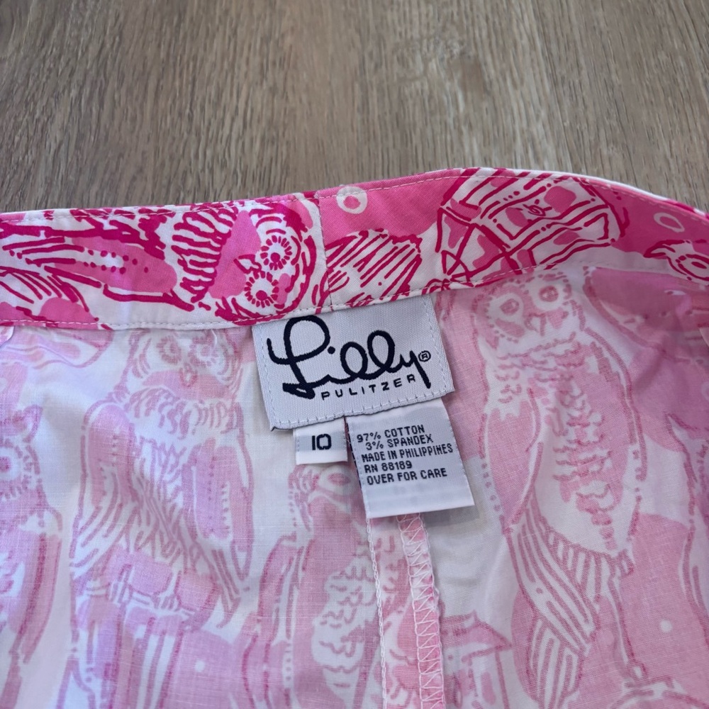Lilly Pulitzer Vtg Women’s Glow In The Dark White Label Owl Capri Pants 10 31x23 - Picture 5 of 9